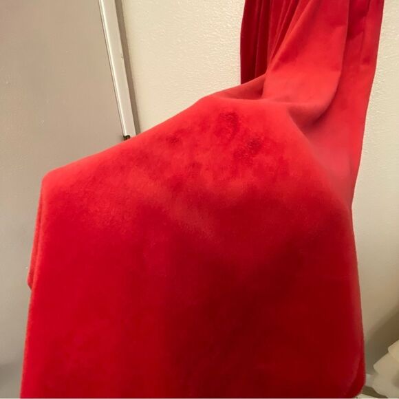 Soft red stretch velvet rhinestone winter fall Christmas Jumpsuit wide leg 10-12 - Picture 11 of 13